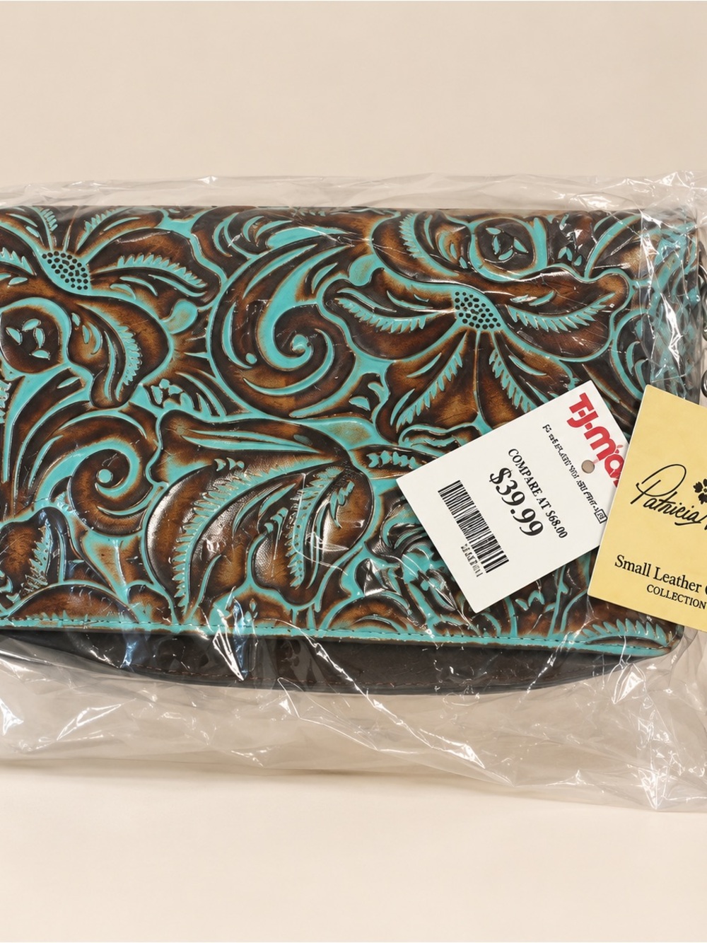 Patricia Nash Turquoise and Brown Clutch